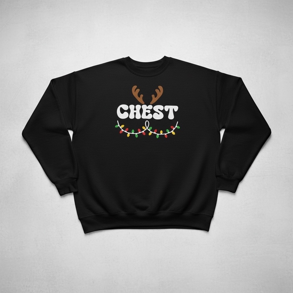 Hanes Black Crewneck Sweater with Festive Design